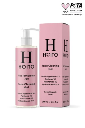 Gesichtsreinigungsgel 200 ml – pflanzliche Inhaltsstoffe %14 Panthenol 2 % Niacinamid %2 Hyaluronsäure %1,5 H10006 - Hoito