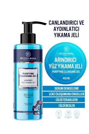 Yüz Temizleme Jeli - 400 ml C Vitaminli Leke - Akne Ve Siyah Nokta Karşıtı, Arındırıcı Ve Tazeleyici BELEZA ROSA 006 - 2