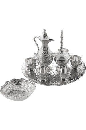 Zamzam-Set – Zemzem-Schale – marmoriert – silberfarben – komplettes Set berat6067 - 1