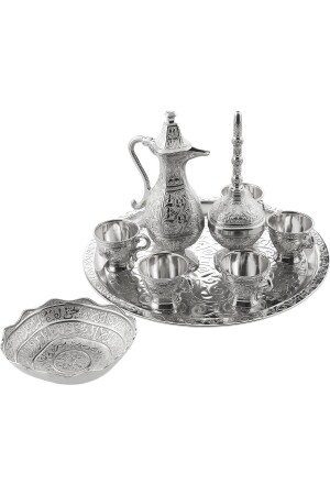 Zamzam-Set – Zemzem-Schale – marmoriert – silberfarben – komplettes Set berat6067 - 3