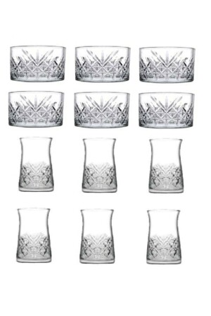 Zeitloses 24-teiliges Snackschalen- und Teeglas-Set Mitgift-Set paşabahçe24-teiliges Spezialset - 3