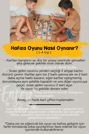 Zeka Kartları Eşleştirme Oyunu Hafıza Kartı Ahşap Eğitici Puzzle Oyuncak - 6