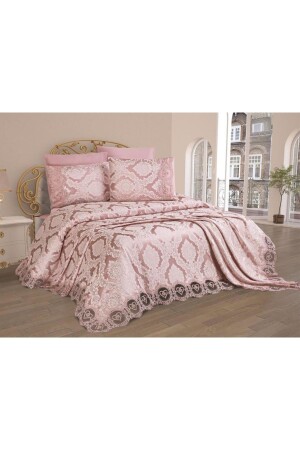 Zemra Fransız Dantelli Pike Takımı Pudra (6 Parça) - Lovessa Home