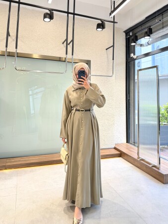 Zerdem Düğmeli Elbise - Haki - Nuuwears