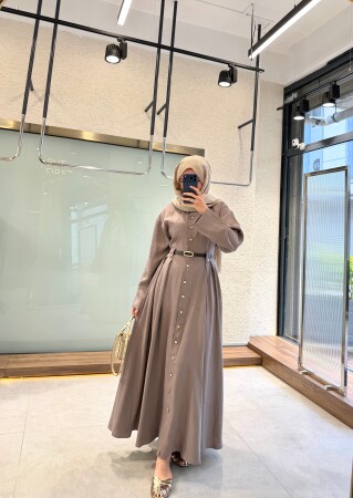 Zerdem Düğmeli Elbise - Vizon - Nuuwears