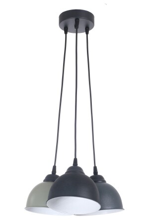 Zero Modern Tasarım Yatak Odası - Cafe - Mutfak - Salon Siyah - Antrasit Yeşil Renk 3 Lü Avize ZR01 - Fer Avize