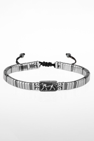 ZERTIFIZIERTES HÄMATIT-NATURSTEIN-GEFLOCHTENES 925-SILBER-DESIGN-ARMBAND (MIT LÖWENSYMBOL) - 7