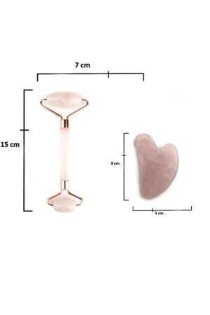 Zertifiziertes Rosenquarz-Gua-Sha- und Roller-Set – Erstklassig (zertifiziert) RGPK001 - 4