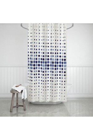 Zethome Blue Polka Dot Badezimmervorhang, einflügelig, 1 x 180 x 200, Duschvorhang BAPEVD4961MAVT - 2