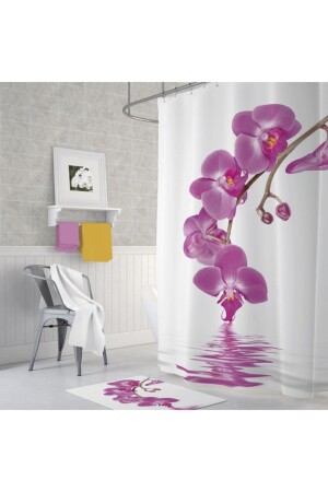 Zethome Tropical Orchid Badezimmer-Duschvorhang, einflügelig, 1 x 180 x 200 - 1