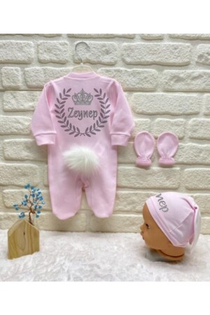 Zeynep Named Hospital Exit Baby Jumpsuit Pink 7931929599498 - 2