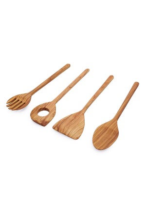 Zeytin Ağacı 30 Cm 4 Parça Kaşık Çatal Spatula Ahşap Mutfak Seti MRl-A4 - 2