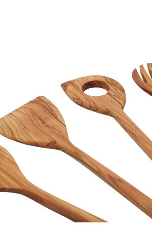 Zeytin Ağacı 30 Cm 4 Parça Kaşık Çatal Spatula Ahşap Mutfak Seti MRl-A4 - 3