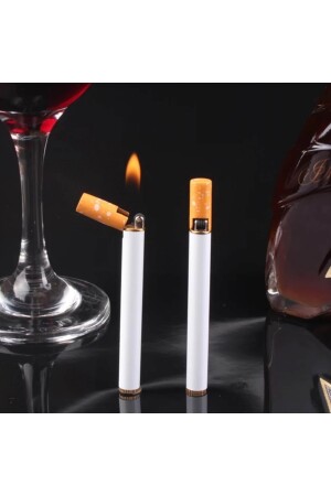Zigarettenförmiges Feuerzeug, Butangas, Weiß, Geschenk, sgrc1 - 1