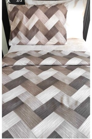 Zigzag Brown 4-teiliges Bettbezug-Set mit elastischen Laken für eine Einzelperson (100 x 200 cm) yenizigzak-nevrresimtk - 3