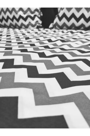 Zigzag Desen Lüks Pamuklu Tek Kişilik Nevresim Seti tek zigzag nevresim - 5