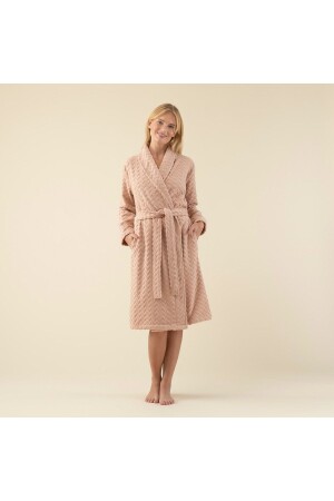 Zigzag Kadın Bornoz Koyu Somon - Chakra