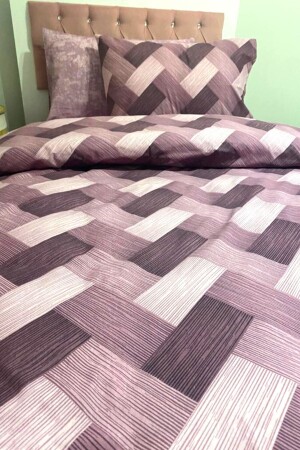 Zigzag Plum 4-teiliges Bettbezug-Set mit elastischen Laken für eine einzelne Person (100 x 200 cm) - 3