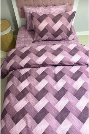 Zigzag Plum 4-teiliges Bettbezug-Set mit elastischen Laken für eine Einzelperson (100 x 200 cm) yenizigzak-nevrresimtk - 7