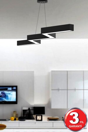 Zigzag (schwarzes Gehäuse, Tageslicht) Moderner LED-Kronleuchter mit LED, Wohnzimmer, Küche, Wohnschlafzimmer, Pendelleuchte Zigzag 30 cm Arm Schwarz 4000 K - 7