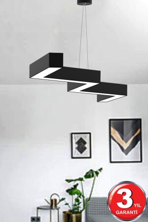 Zigzag (schwarzes Gehäuse, Tageslicht) Moderner LED-Kronleuchter mit LED, Wohnzimmer, Küche, Wohnschlafzimmer, Pendelleuchte Zigzag 30 cm Arm Schwarz 4000 K - 2