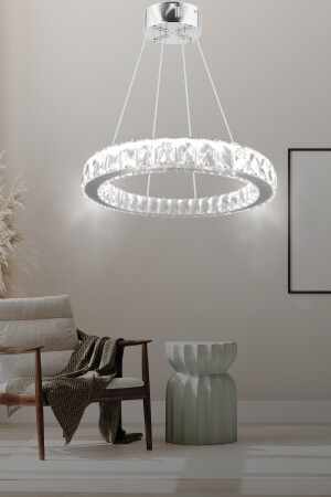 Zilla Single Modern Pendelleuchte Kristallstein LED-Kronleuchter – 3 Farben steuerbar – (WEISS – GELB – TAGESLICHT)40 cm SAPHIR40GMS - 2