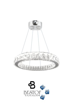 Zilla Single Modern Pendelleuchte Kristallstein LED-Kronleuchter – 3 Farben steuerbar – (WEISS – GELB – TAGESLICHT)40 cm SAPHIR40GMS - 6