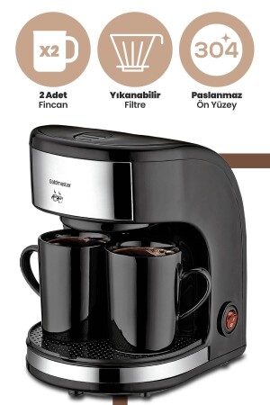 Zinde Yıkanabilir ve Temizlenebilir Filtreli Çift Kupalı Filtre Kahve Makinesi - 2