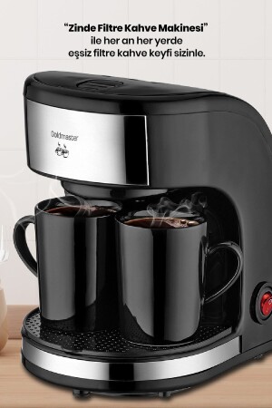 Zinde Yıkanabilir ve Temizlenebilir Filtreli Çift Kupalı Filtre Kahve Makinesi - 4