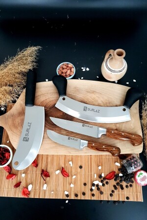 Zırh Bıçak Seti 4 Parça Soğan Satırı Kıyma Bıçağı Et Bıçakları GTR-2668 - 1