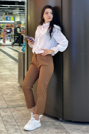 Zülal Beli Lastikli Cepli Pantolon 651 - Taba - Bestenur