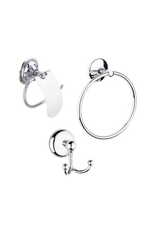 Zusammengebauter dreifacher runder Handtuchhalter-Aufhänger, Toilettenpapierhalter, Chrom-Badezimmerzubehör-Set - Lucena