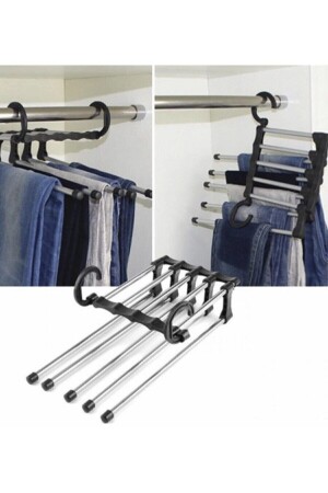 Zusammenklappbarer 5-teiliger Hosenbügel, bewegliches Kleiderbügelsystem im Schrank cangngfngn - 5