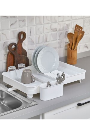 Zusammenklappbarer, verschiebbarer Geschirrkorb, Weiß - Aslife