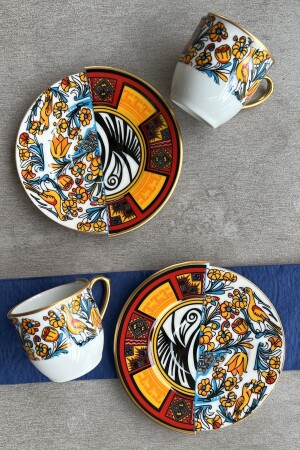 Zwei gemusterte, doppelt gemusterte Canga-Serie Kaffeetassen-Set für 2 Personen Präsentationsservice-Set PDCNG02KT00 - 1