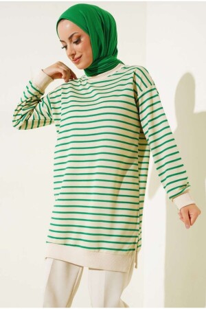 Zweifädig gestreiftes Hijab-Tunika-Sweatshirt - 1