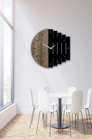 Zweifarbige dekorative moderne Holz-Stille-Mechanismus-3D-Wanduhr, moderner neuer Taktrhythmus, 50 cm x 50 cm xy68 - 7