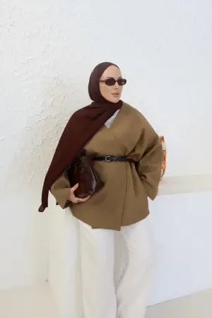 Zweireihige Premium-Paspeljacke Khaki - Nuuwears