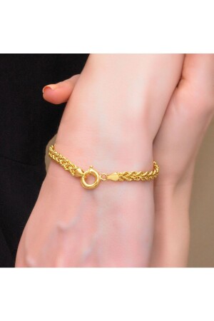 Zweireihiges geflochtenes Armband aus 14 Karat Gold mit Seildrehung - 4