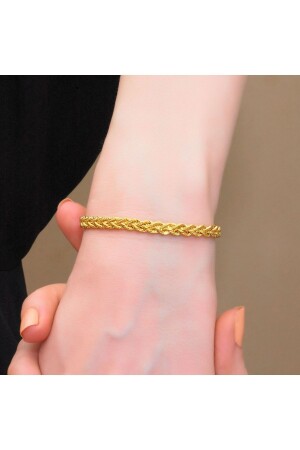 Zweireihiges geflochtenes Armband aus 14 Karat Gold mit Seildrehung - 5