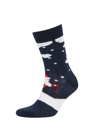 Zweiteilige lange Herrensocken aus Baumwolle mit Neujahrsmotiv - 4