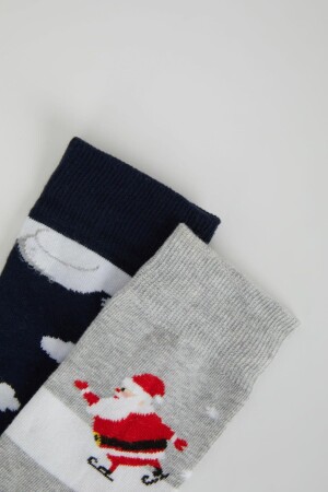 Zweiteilige lange Herrensocken aus Baumwolle mit Neujahrsmotiv - 5