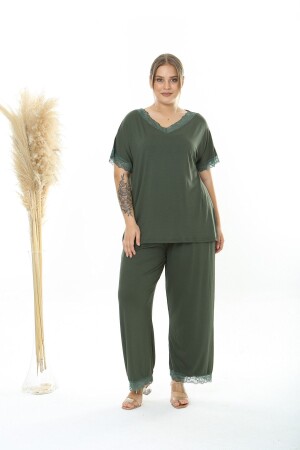 Zweiteiliges, großes Khaki-Pyjama-Set für Damen - 1