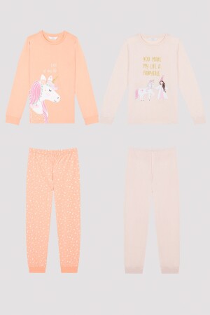 Zweiteiliges, langärmliges Sparkle-Pyjama-Set für Mädchen PNAFZUD923SK-MIX - 1