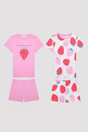 Zweiteiliges mehrfarbiges Erdbeer-Pyjama-Set für Mädchen - 1