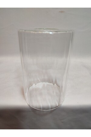 Zylinder-Kronleuchter aus Glas. Transparent, selbstgestreift. (E. 27)Durchmesser:10. 00cm-h:15. 00cm. normal, je nach Leuchtmittel: ZYLINDERGLAS, TRANSPARENT, GESTREIFT - 1