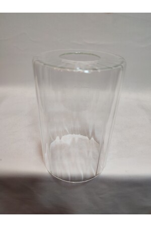 Zylinder-Kronleuchter aus Glas. Transparent, selbstgestreift. (E. 27)Durchmesser:10. 00cm-h:15. 00cm. normal, je nach Leuchtmittel: ZYLINDERGLAS, TRANSPARENT, GESTREIFT - 5