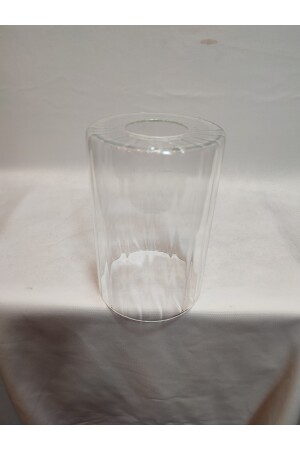 Zylinder-Kronleuchter aus Glas. Transparent, selbstgestreift. (E. 27)Durchmesser:10. 00cm-h:15. 00cm. normal, je nach Leuchtmittel: ZYLINDERGLAS, TRANSPARENT, GESTREIFT - 6