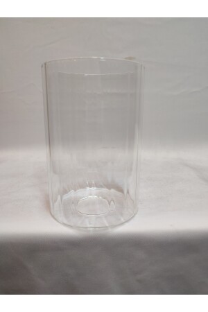 Zylinder-Kronleuchter aus Glas. Transparent, selbstgestreift. (E. 27)Durchmesser:10. 00cm-h:15. 00cm. normal, je nach Leuchtmittel: ZYLINDERGLAS, TRANSPARENT, GESTREIFT - 9