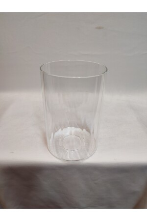 Zylinder-Kronleuchter aus Glas. Transparent, selbstgestreift. (E. 27)Durchmesser:10. 00cm-h:15. 00cm. normal, je nach Leuchtmittel: ZYLINDERGLAS, TRANSPARENT, GESTREIFT - 10